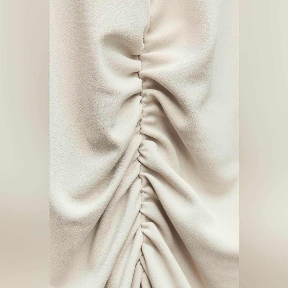 BRAND NEW‼️LONG DRAPED ZARA DRESS SIZE XL CREAM - Picture 6 of 7